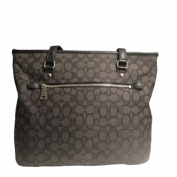 Coach signature black gray tote bag